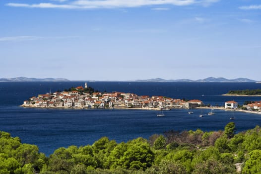 view of primosten town in croatia, europe