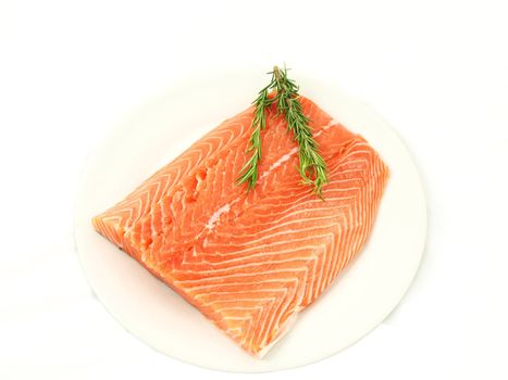 Fresh salmon, big slize, isolated towards white background