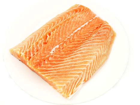 Fresh salmon, big slize, isolated towards white background