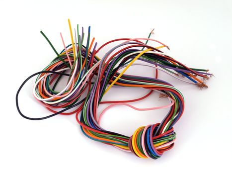 Close up of multicoloured six amp electrical wire