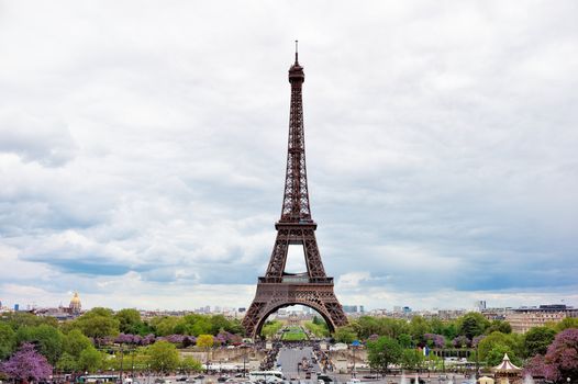 Panorama of the square with Eiffel tower in Paris