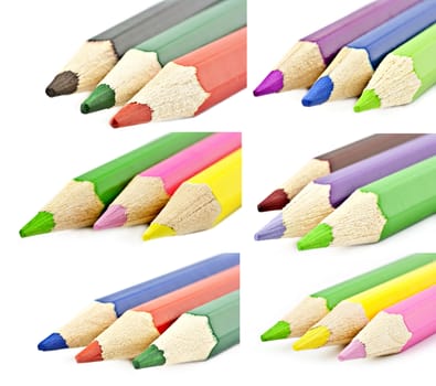Colored pencils for macro photography on a white background