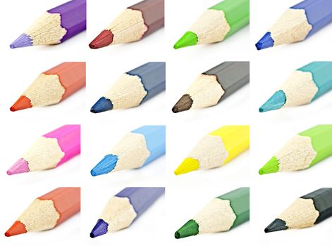 Colored pencils for macro photography on a white background