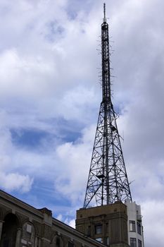 A view of Alexandra Palace which has the first television studio in the world, and its famous aerial.