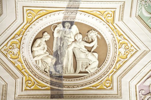 Vatican Museums, Rome, Italy: example of painting restoration technique