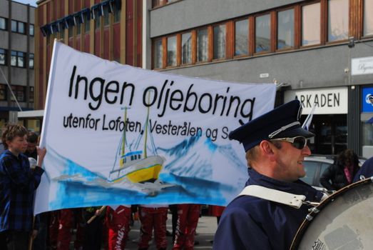 Protesters saying no to petroleum activity in the north of Norway. Shot taken in Svolvær, Lofoten 1st of May 2009.