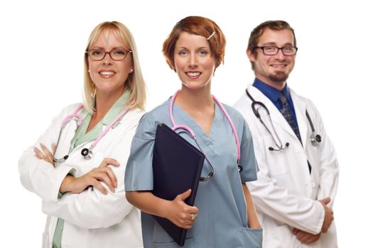 Group of Doctors or Nurses Isolated on a White Background.