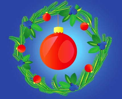 Wreath decorated varicoloured ball