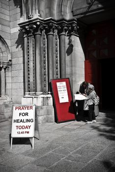 Prayer in Dublin, Ireland, caught in front of St Ann