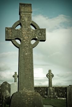 Celtic crosses at Rock of Cashels cemetery, Ireland