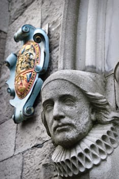 Sculpture at the facade of Dublins cathedral