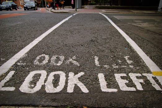 Pedestrian warning at irelands traffic lights, here in Dublin