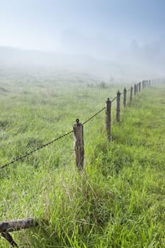 An image of a beautiful landscape with fog in bavaria germany