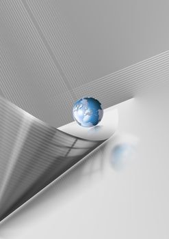 Background with globe and gray abstract forms