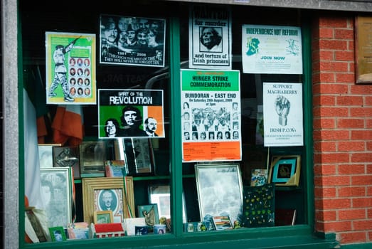 Shop of north Irelands nationalists in Falls Road, Belfast, Northern Ireland