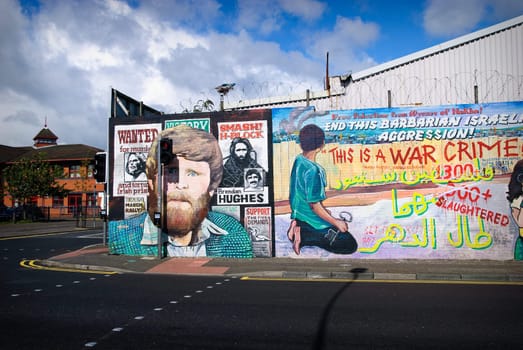 political murals in Falls Road, Belfas, Northern Ireland