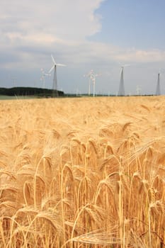 wind turbines in rural german landscape