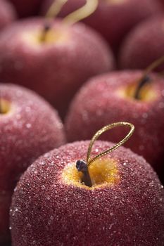 decorative christmas apples in big close up
