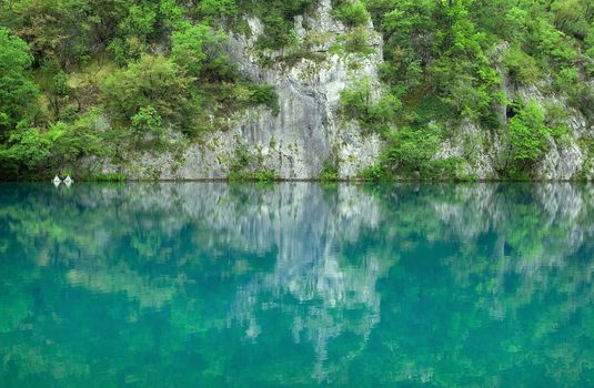 Beautiful landscape of a green lake