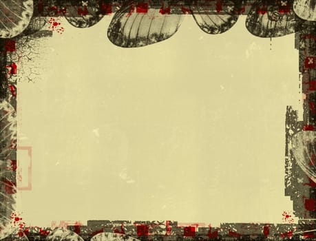 Computer designed highly detailed grunge border and aged textured paper background. Nice grunge element for your projects