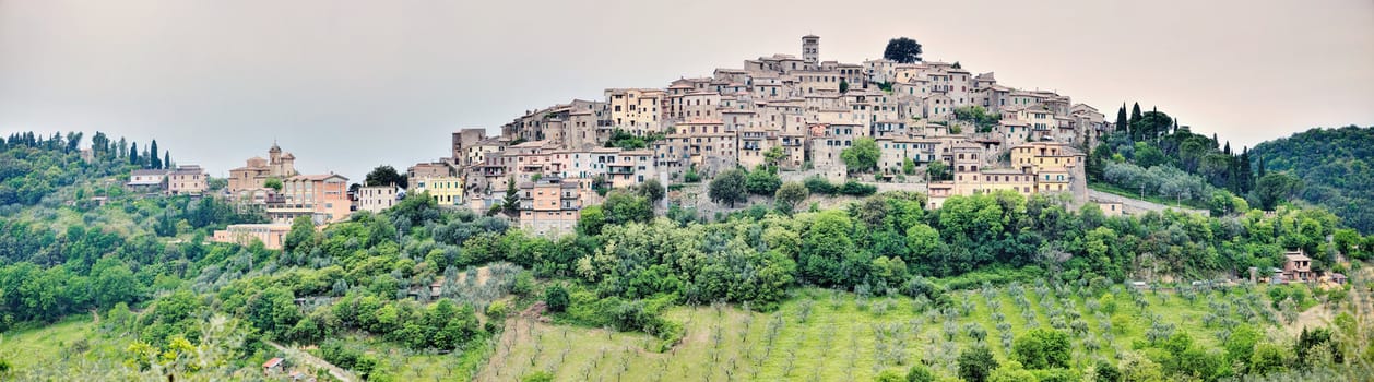 Small village on a top of mountain in Italy