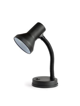 Modern black desk lamp on white background. Isolated with clipping path