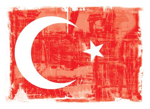 Computer designed highly detailed grunge illustration of the Turkish national flag