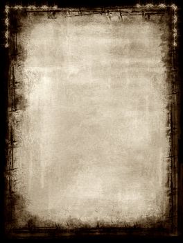 Computer designed highly detailed grunge border and aged textured background with space for your text or image. Nice grunge layer for your projects.