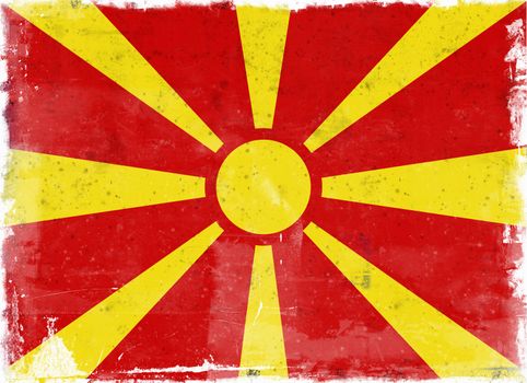 Computer designed highly detailed grunge illustration - Flag of Republic of Macedonia