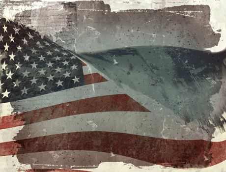 Computer designed highly detailed grunge illustration - Flag of USA