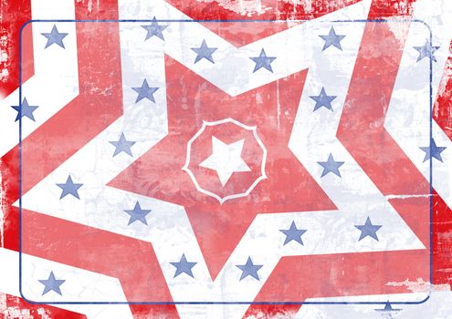 Grunge style illustration of stars and stripes