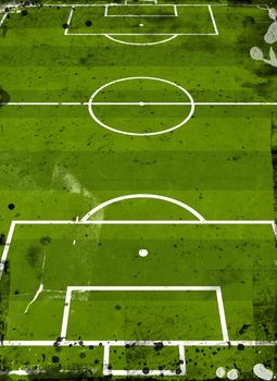 Grunge style illustration of a football pitch