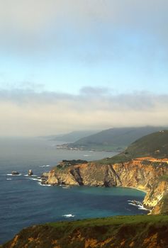 is a sparsely populated region of the central California, United States coast where the Santa Lucia Mountains rise abruptly from the Pacific Ocean.