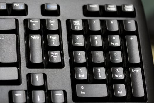 the part of black keybord close-up