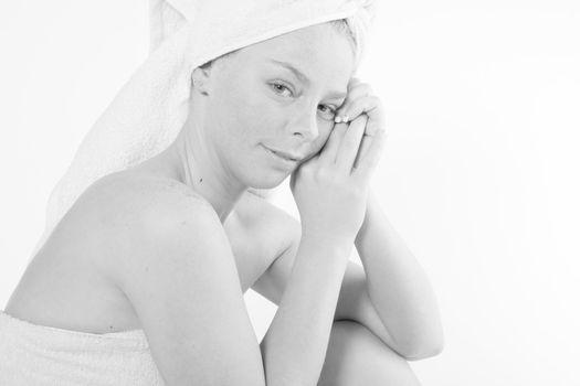 Studio portrait of a spa girl