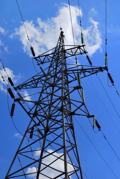 Electric tower connects sky and earth