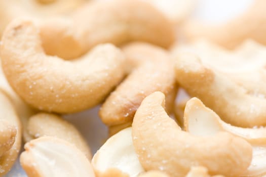 heap of salted cashew close-up