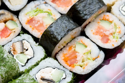 traditional japanese rolls close up