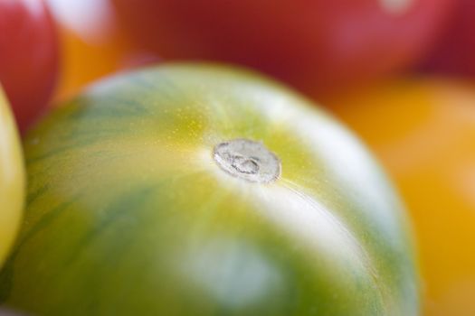 Close up of green heirloom tomato.  