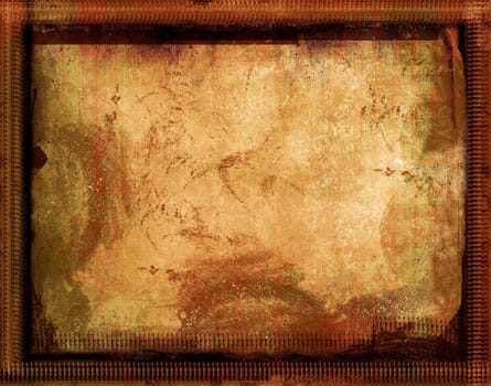 Computer designed highly detailed  border and aged textured  background with space for your text or image. Nice grunge layer for your projects.