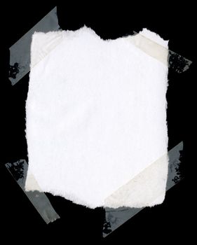 White paper taped on black background , nice grunge border for your images