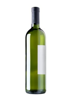 Bottle of red wine isolated on white background, clipping path, with blank label.