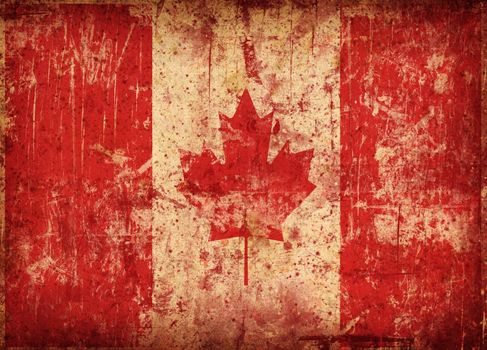 Computer designed highly detailed grunge illustration - Flag of Canada