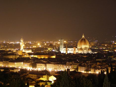 Florence by night - bird eye's view from San Miniato al Monte