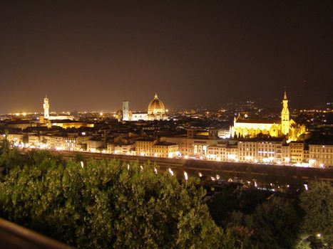 Florence by night - bird eye's view from San Miniato al Monte