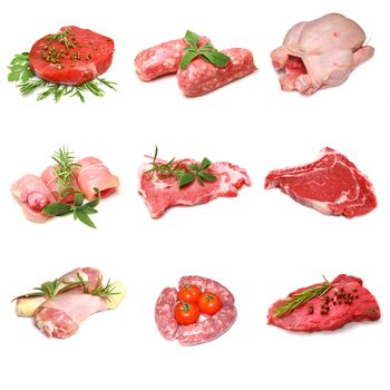 collage of mixed meat