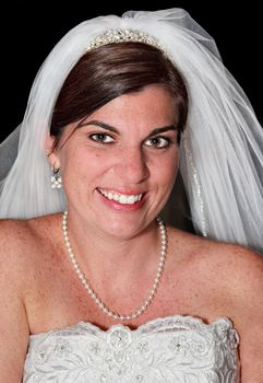 Portrait of a beautiful young bride with sharp focus on the eyes