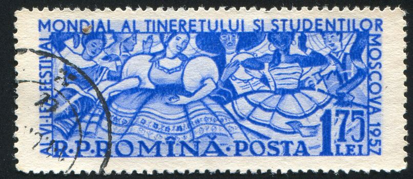 ROMANIA - CIRCA 1957: stamp printed by Romania, shows Folk Dance, circa 1957