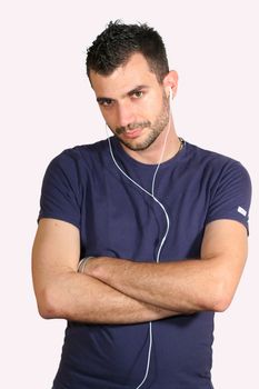 a boy listening to music