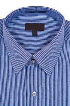 A Blue pinstriped dress shirt isolated over a white background